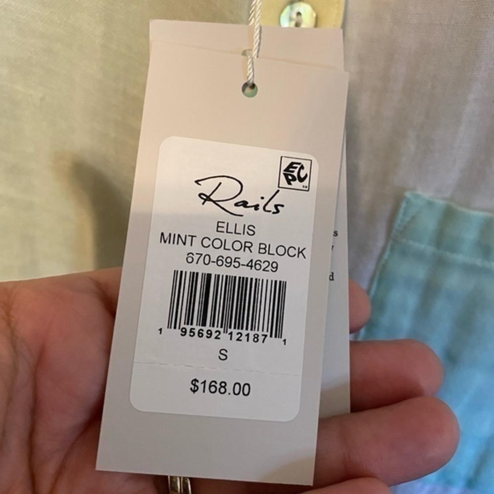 Rails Nwt Ellis Mint Color Block Long Sleeve Butt… - image 4